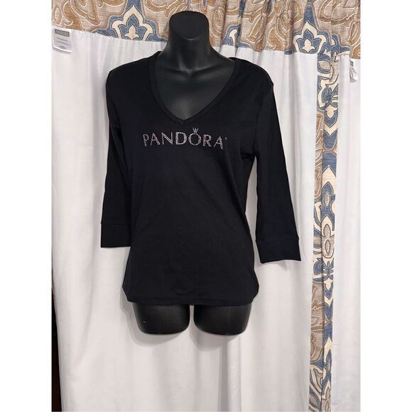 Great condition  Pandora Employee Rhinestone Shirt Black Size medium - Picture 1 of 5